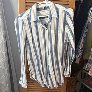 Lucky Brand Navy and White Striped Shirt
